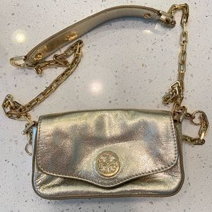 Tory Burch Mini Distressed Gold Crossbody - mini Robinson; excellent condition
